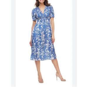 Gal Meets Glam Blue Floral Lauren Botanical Print Dress 6 Cottagecore Coquette